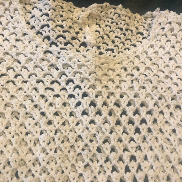 Hand Crochet Peek A Boo LS Top Girls VTG Boho Photo Holiday - Picture 3 of 8